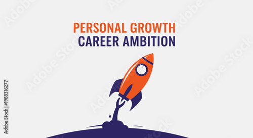 Rocket Symbolizing Ambition and Career Growth with Emphasis on Personal Development
