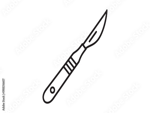 Simple black and white illustration of a scalpel a surgical instrument for precise cutting