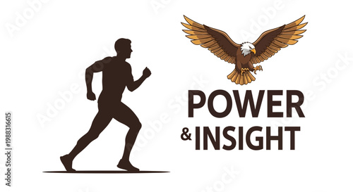 Runner and Eagle Symbolizing Strength and Perspective, Vision Focus and Drive