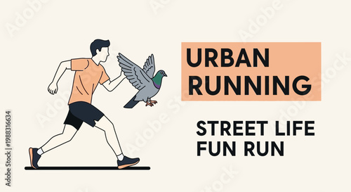Runner and Pigeon: A Unique Depiction of Urban Activity with Artistic Flair