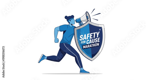 Runner Announcing Safety Measures for Charity Marathon, Shielding the Cause with Vigour