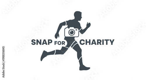 Runner Capturing Charity, Conceptual Silhouette of Photography and Social Contribution