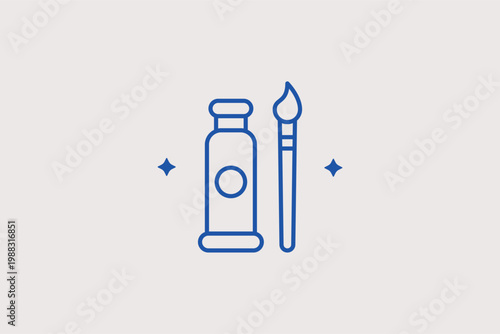 Ink bottle with a brush line icon for traditional calligraphy and Asian art techniques. Artistic Vector Illustration for fine art galleries and ancient writing masterclasses.