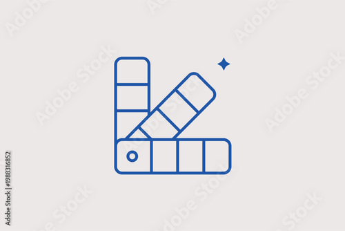 Color swatch palette line icon for brand identity design and interior color matching. Vivid Vector Illustration for print shop services and professional design consultation.