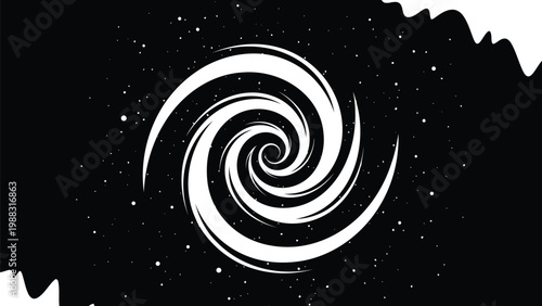 Cosmic swirls in the depths of space with a starry backdrop and jagged horizon Vector