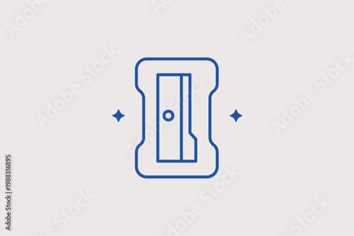 Pencil sharpener line icon for maintaining drawing tools and school desk organization. Compact Vector Illustration for stationary store catalogs and student education resources.
