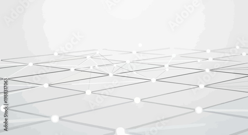 Abstract Network Grid With Connecting Dots and Lines On White Background