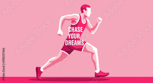 Runner Chasing Dreams Motivated Athlete Pursuit Of Goals Bold Illustration