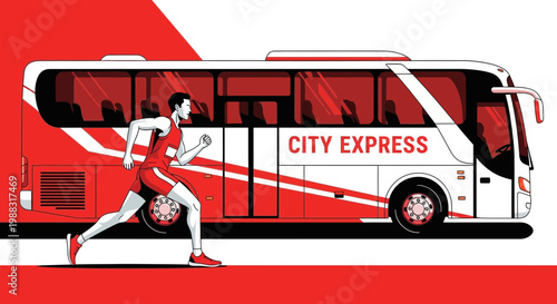 Runner Chasing City Transport: A Dynamic Illustration of Speed and Modern Travel