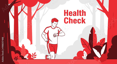 Runner Checking Pulse In Forest, Monitoring Health, A Fitness Exercise Or Workout