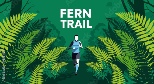 Runner Embarks on Fern Trail Adventure Through Lush Forest of Greenery
