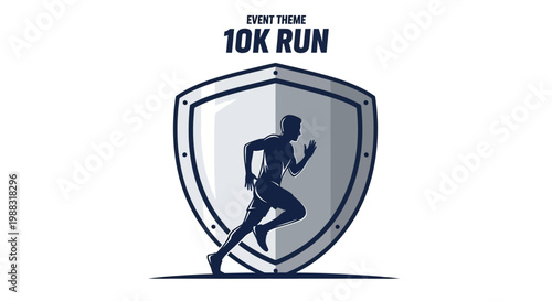 Runner Emblem Illustrating 10k Run Event, Modern Design For Marathon Races and Competitions