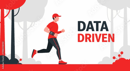 Runner Embodying Data Driven Approach Concept Displaying Performance Metrics And Fitness Tracking