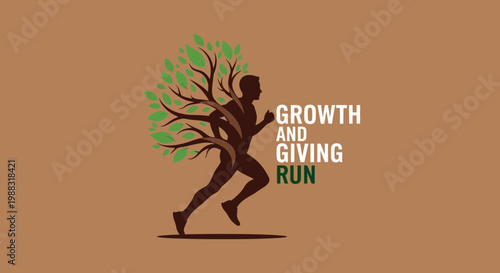 Runner Embodying Growth And Giving Symbolized By A Unique Tree-Like Silhouette