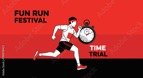 Runner Embodies Determination and Speed in a Time Trial Event With Stopwatch