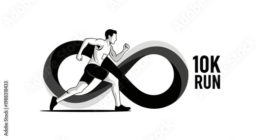 Runner Embodying Endurance and Motion in an Infinite Loop for the 10K Event Graphic