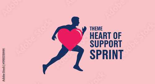 Runner Embodying Heart and Support in a Sprint for Achievement and Success