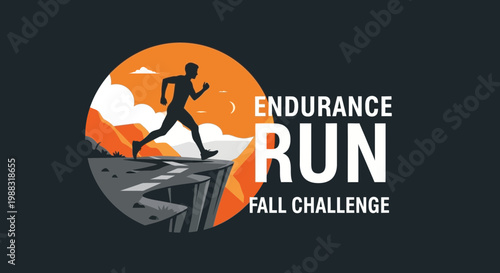 Runner Endurance Competition Advertising Design Focused on Run Event Challenge of Fall Season