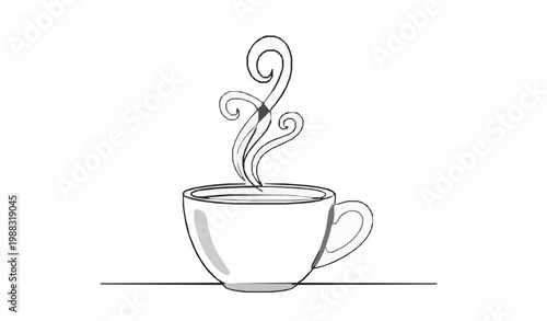 Coffee Cup Single Line Art Minimal Beverage Vector Illustration