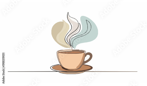 Minimal Coffee Line Art Cup Relax Cafe Vector Illustration