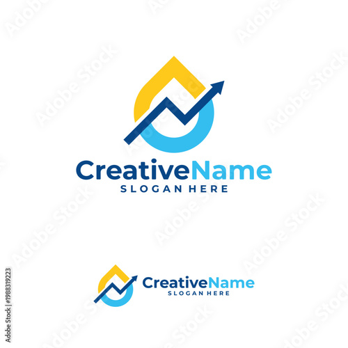 Stats water logo design vector template, Creative stats water drop logo concepts illustration