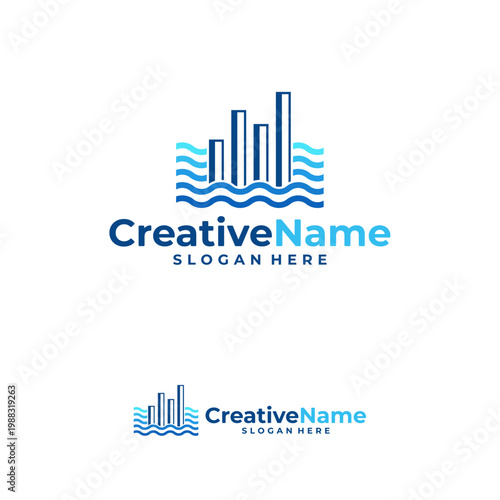 Stats water logo design vector template, Creative stats water logo concepts illustration