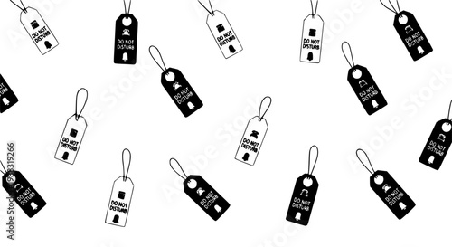 Seamless hotel do not disturb tag pattern vector grid hospitality background web design