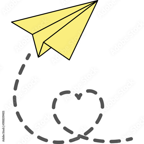Yellow Paper Plane Heart Flight Path