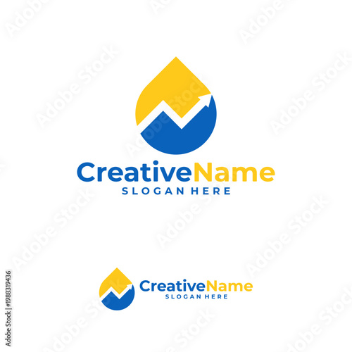 Stats water logo design vector template, Creative stats water drop logo concepts illustration