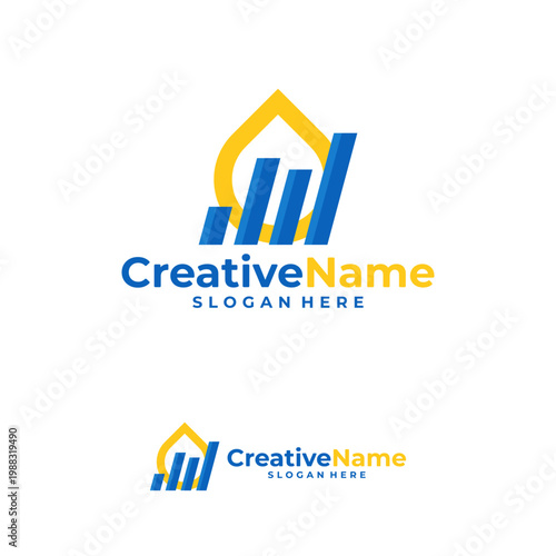 Stats water logo design vector template, Creative stats water drop logo concepts illustration