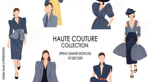 Haute Couture Fashion Collection Displayed on Mannequins.