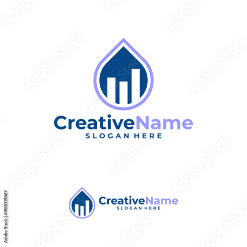 Stats water logo design vector template, Creative stats water drop logo concepts illustration