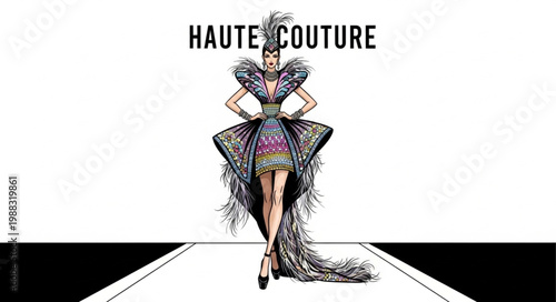 Haute Couture Fashion Illustration.