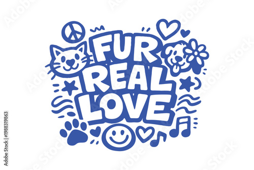 Fur Real Love Hand-Drawn Pet Doodle Illustration
