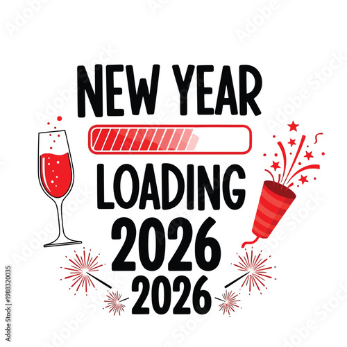 Celebrating the upcoming new year 2026 with festive wine and confetti Vector