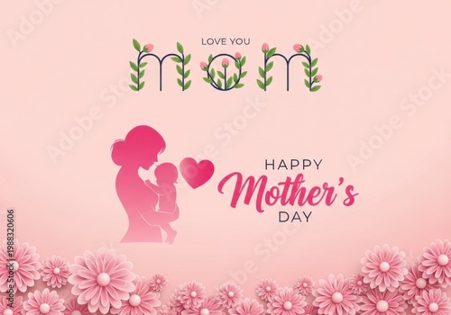 Mother's Day Card with Heartwarming Message and Pink Floral Design for Celebrating Mothers