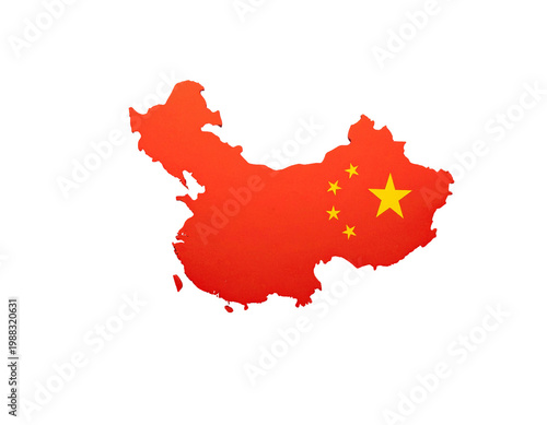 China map silhouette with flag colors and stars