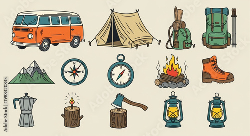 Camping and Outdoor Adventure Gear Collection.