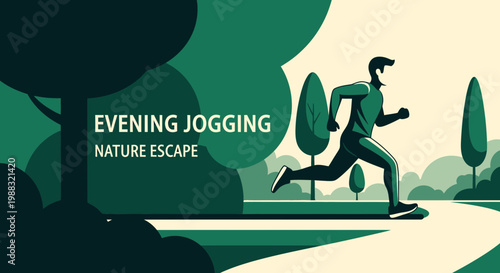 Runner Enjoying The Evening Park Jogging Fitness And Wellness Outdoors Activity