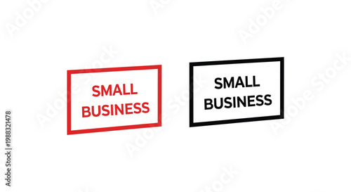 Small business logos with red and black rectangular stamps
