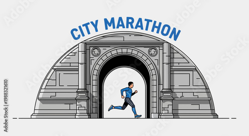 Runner Entering The Archway, Ready For The City Marathon Race Challenge