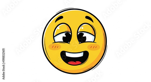 Happy cartoon emoji face with blushing cheeks and wide smile.