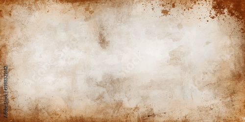 A worn antique parchment surface features a stained brown grunge texture and aged beige pattern, creating a vintage blank page design with a retro sepia feel for a grungy wall backdrop