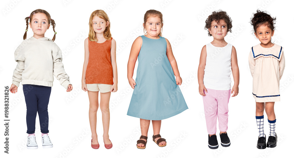Obraz premium PNG Diverse children fashion showcase on transparent background