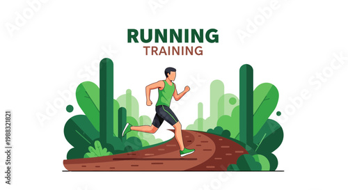 Runner Exercising Outdoors With Trees and Plants During Running Training Session