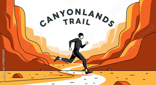 Runner Exploring Canyonlands Trail, A Vivid Illustration of Outdoor Adventure and Fitness