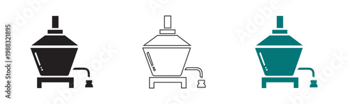 Vector set of gas cylinder and propane tank icons in black grey and blue