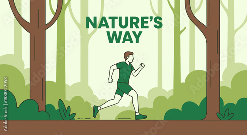 Runner Exploring Nature's Trail During A Sunny Day, In The Forest, Following The Way