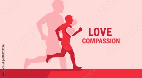 Runner Expressing Love and Compassion with a Heart for a Creative Illustrative Design