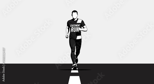 Runner in Black and White Statement Promoting Fitness and Active Lifestyle